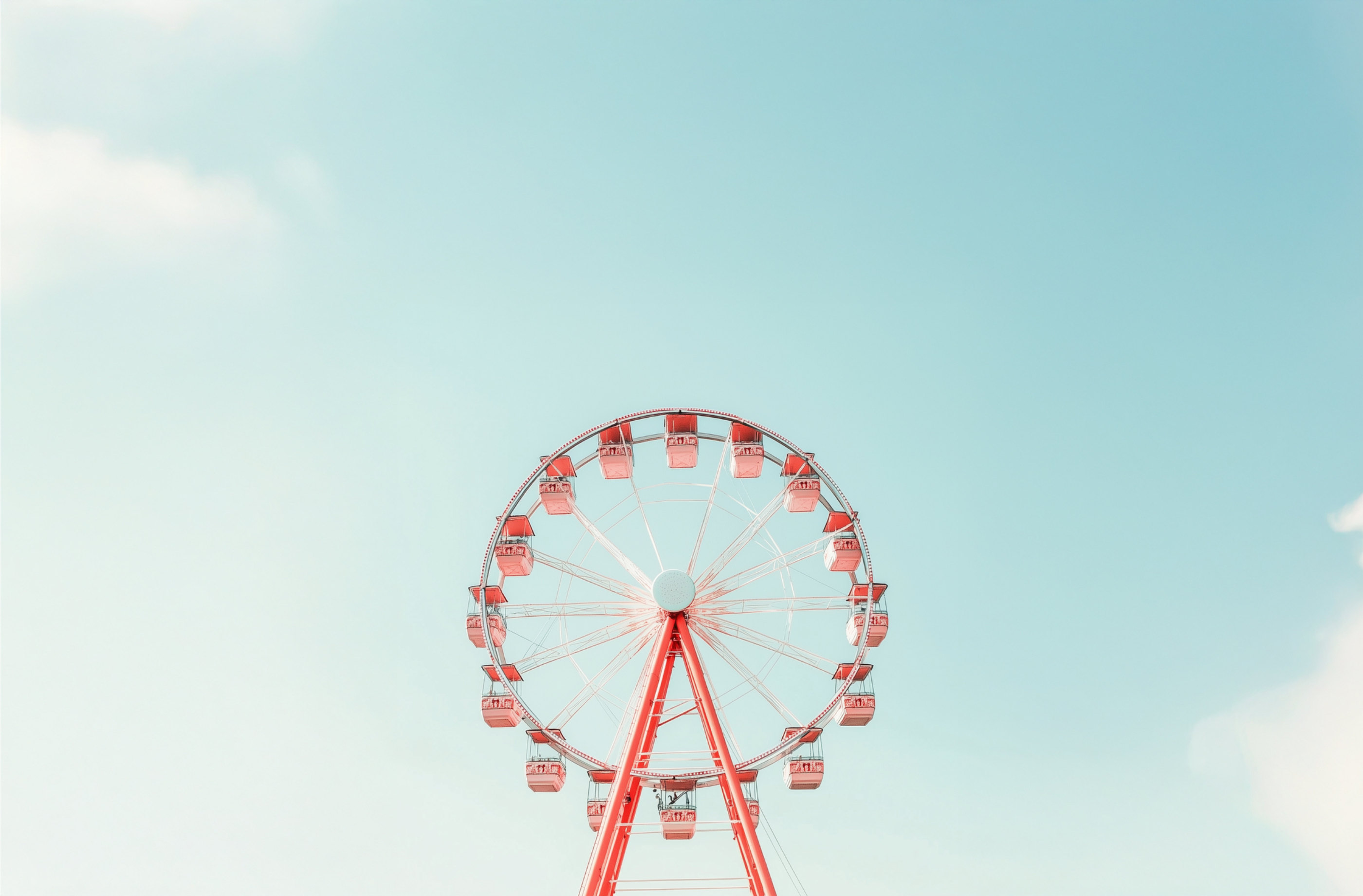 A ferris wheel against a pale sky